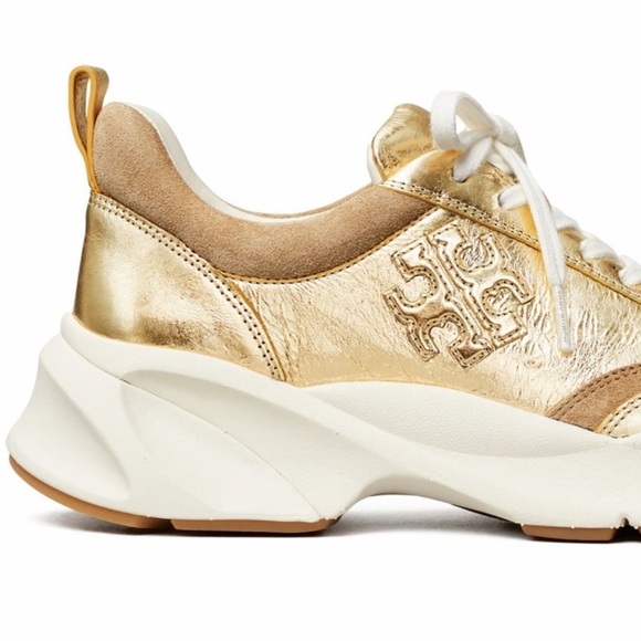NWT Authentic Tory Burch T Monogram Good Luck Sneakers Size 11 M Gold - Picture 10 of 10
